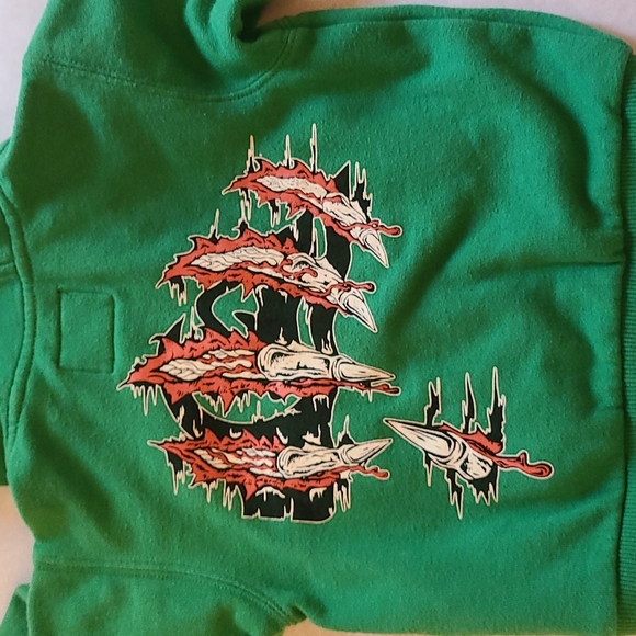 Quicksilver green zip up hoodie with claw detail - Picture 2 of 4